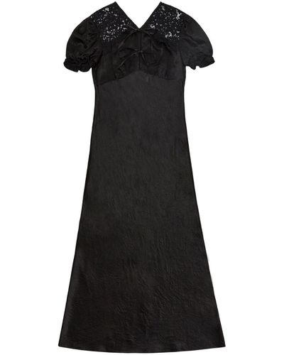 Jason Wu Floral-lace Satin Midi Dress - Black