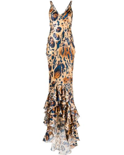 Roberto Cavalli Leopard-print Mermaid Gown - Metallic