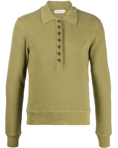 NAMACHEKO Samira Ribbed-knit Polo Shirt - Green