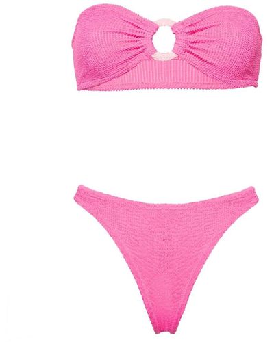 Mc2 Saint Barth Ring-embellished Crinkled Bikini - Pink