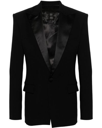 Balmain Blazer à revers en satin - Noir