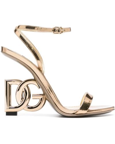 Dolce & Gabbana Keira 105mm Leren Sandalen - Metallic