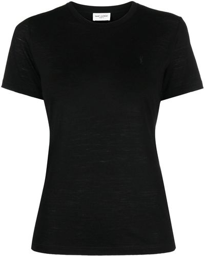 Saint Laurent T-shirt Met Geborduurd Logo - Zwart
