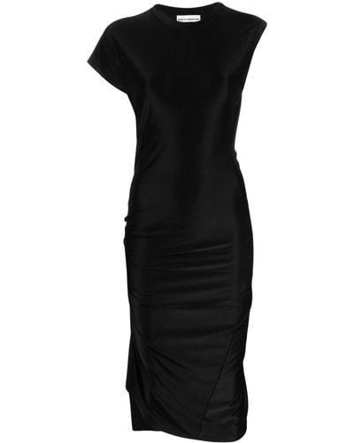 Rabanne Robe mi-longue drapée à design asymétrique - Noir