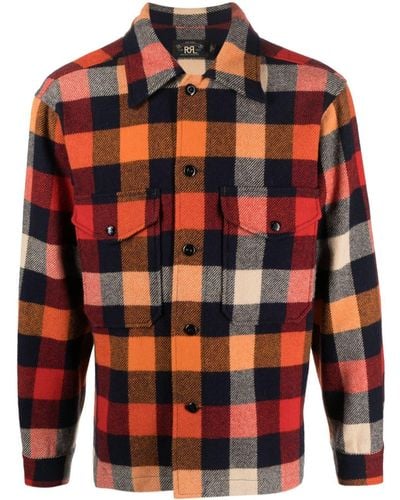 RRL Checked Wool Flannel Shirt - Orange