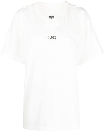 MM6 by Maison Martin Margiela T-shirt con logo bianca in cotone - Bianco