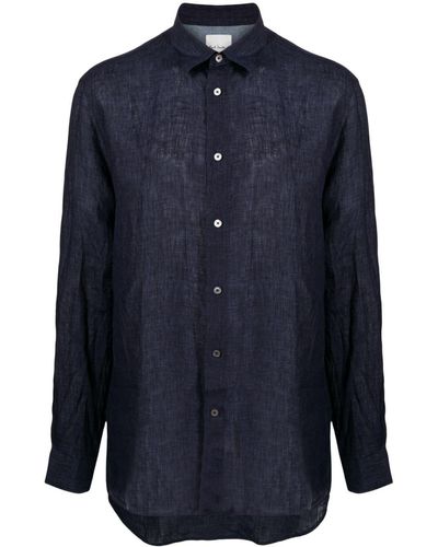 Paul Smith Long-sleeved Linen Shirt - Blue
