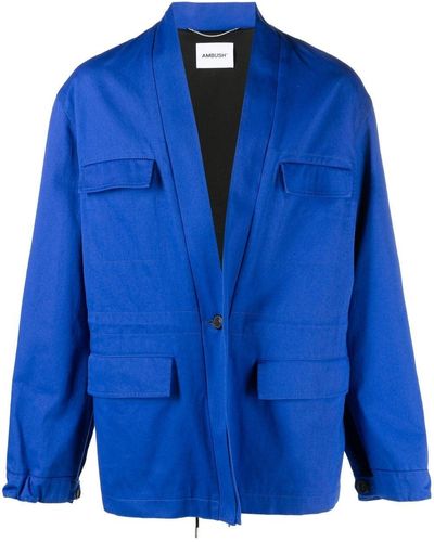 Ambush Drawstring V-neck Jacket - Blue