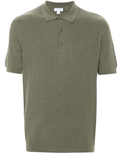 Sunspel Fine-knit Cotton Polo Shirt - Green