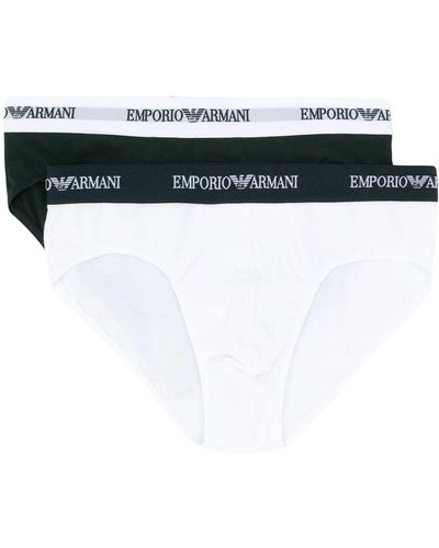 Emporio Armani Set von zwei Slips mit Logo-Bund - Schwarz