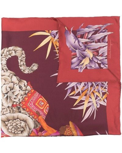 Ferragamo Schal mit Tiger-Print - Rot