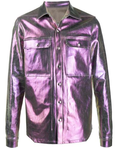 Rick Owens Iridescent-effect Shirt Jacket - Purple
