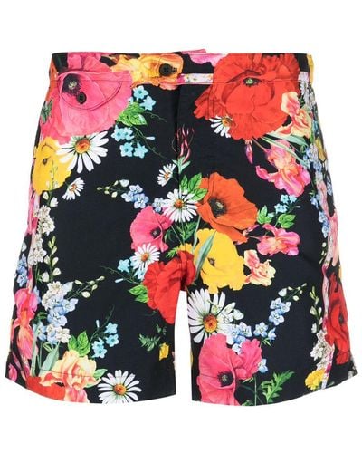 Camilla Adieu Yesterday Floral-print Swim Shorts - Red
