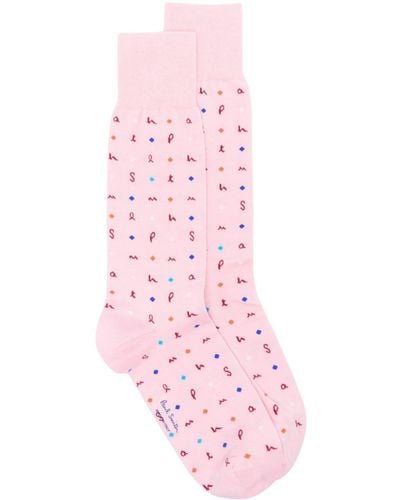 Paul Smith Ernest Letters Cotton-blend Socks - Pink