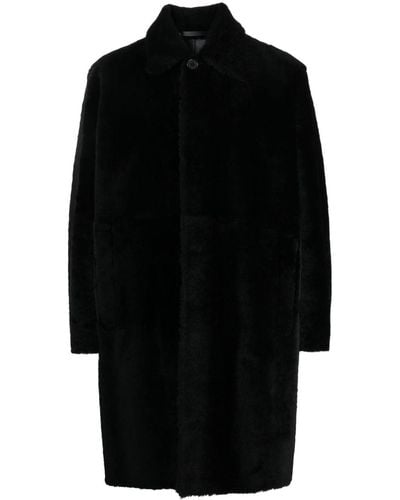 Paul Smith Single-breasted Leather Coat - Zwart