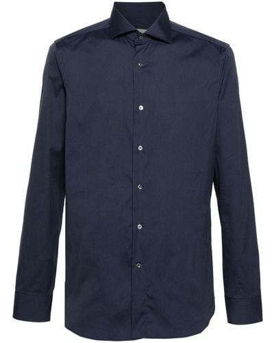 Canali Classic-collar Poplin Shirt - Blue