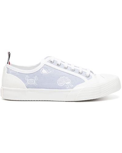 Thom Browne Graphic-embroidered Lace-up Trainers - White