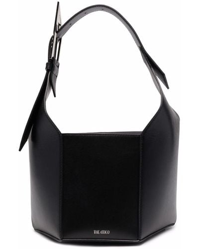 The Attico 6pm Geometric Leather Tote Bag - Black
