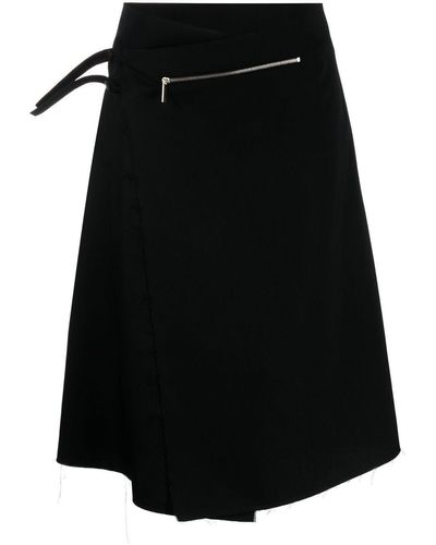 SAPIO Wrap-front Kilt Skirt - Black