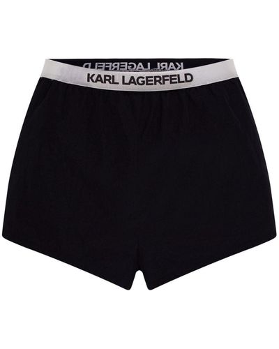 Karl Lagerfeld Logo-waistband Beach Shorts - Black