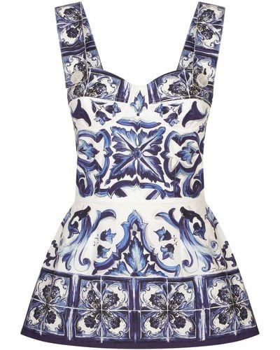 Dolce & Gabbana Bluse mit Majolica-Print - Blau