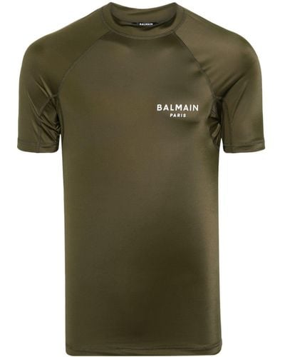 Balmain Logo-print Crew-neck T-shirt - Green