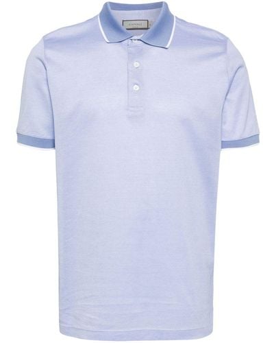 Canali Poloshirt Met Contrasterende Afwerking - Blauw