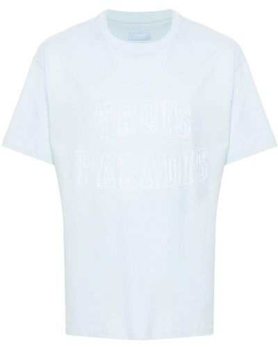 3.PARADIS T-shirt Met Geborduurd Logo - Wit