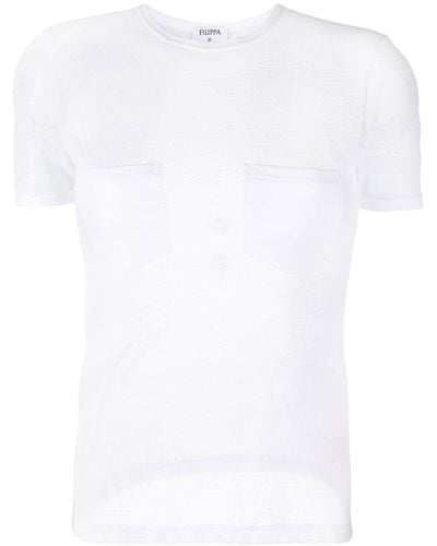 Filippa K T-shirt en coton à poche en résille - Blanc