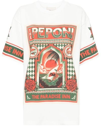 ALÉMAIS Bio-Baumwoll-T-Shirt mit Peponi-Print - Weiß