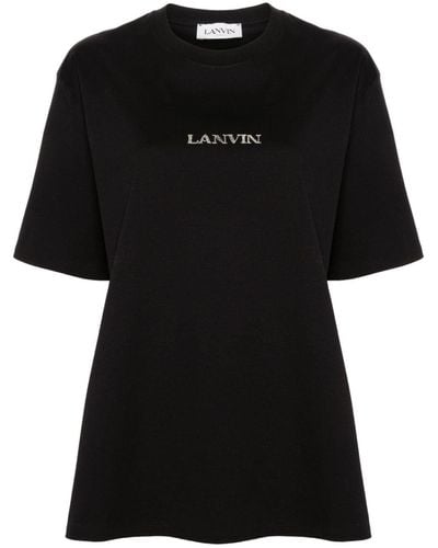 Lanvin T-shirt en coton à logo brodé - Noir
