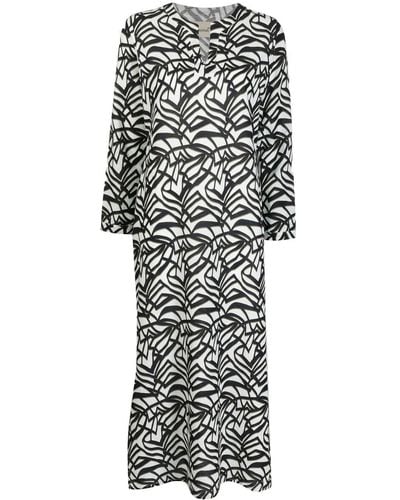 Bambah Geometric-pattern Print Midi Dress - Black
