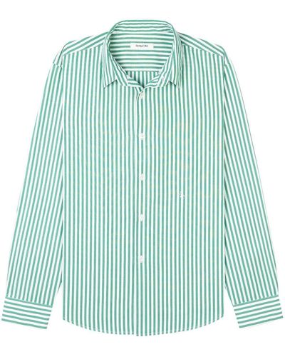 Sporty & Rich Embroidered-logo Striped Shirt - Green