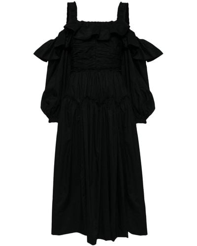Ulla Johnson Caprice Ruched Cotton Midi Dress - Black