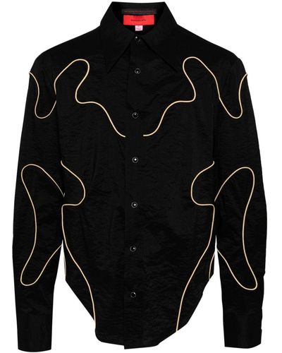 Eckhaus Latta Contour Pointed-collar Shirt - Black