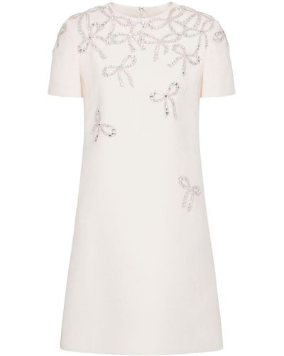 Valentino Garavani Crepe Couture Embroidered Minidress - White