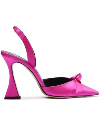 Alexandre Birman Clarita Bell 100mm Satin Slingback Court Shoes - Pink