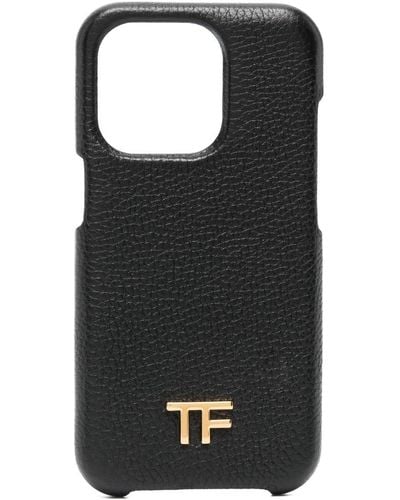 Tom Ford Coque d'iPhone 14 Pro en cuir - Noir