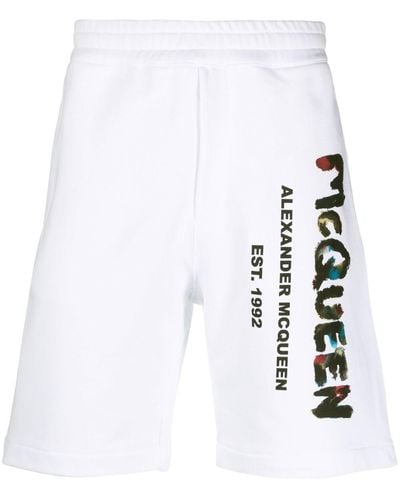 Alexander McQueen Shorts With Print - White