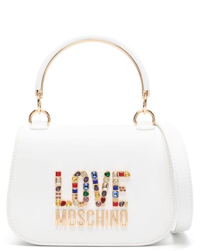 Love Moschino Gemstones Logo-lettering Tote Bag - White