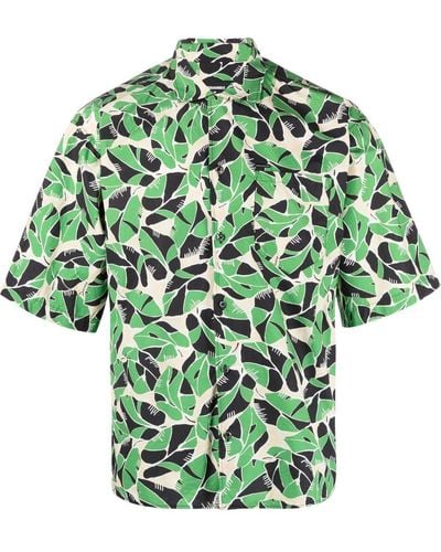 DSquared² Camicia a maniche corte con stampa a foglie - Verde