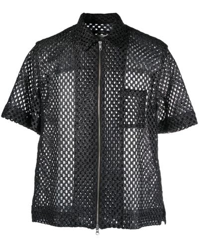 Song For The Mute Perforated Zipped Shirt - Black