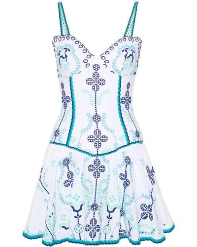 Charo Ruiz Sissy Embroidery Mini Dress - Blue