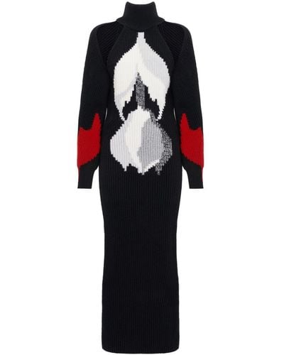 Alexander McQueen Midi-jurk Met Print - Zwart