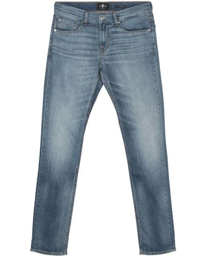 7 For All Mankind Mid Waist Slim-fit Jeans - Blauw