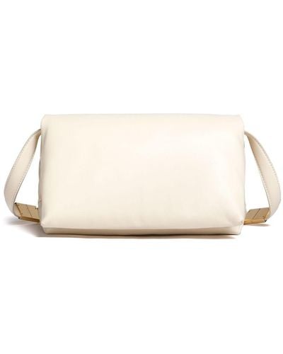 Marni Leather Prisma Shoulder Bag - Natural