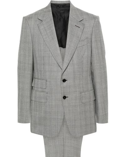 Tom Ford Einreihiger Anzug mit Karomuster - Grau