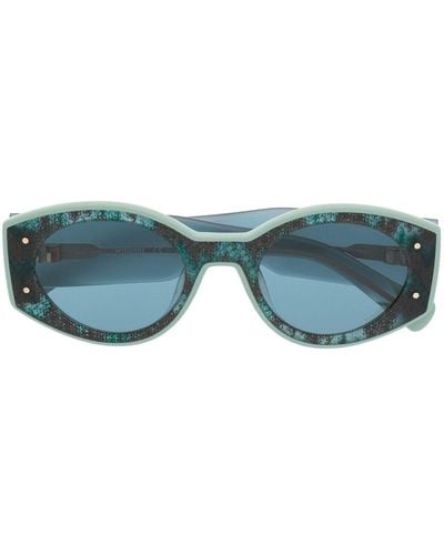 Missoni Lace-print Oval-frame Sunglasses - Blue