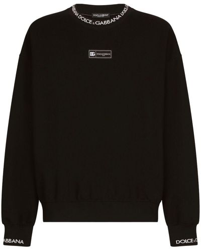 Dolce & Gabbana Sweater Van Katoenblend Met Logoprint - Zwart