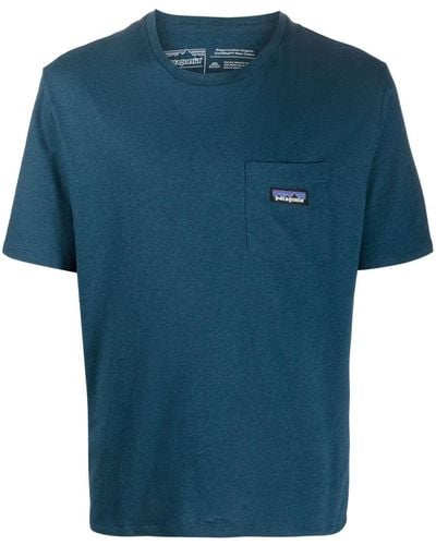 Patagonia ロゴパッチ Tシャツ - ブルー